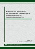 Hristoforou / Vlachos |  Materials and Applications for Sensors and Transducers III | Sonstiges |  Sack Fachmedien