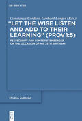 Cordoni / Langer |  "Let the Wise Listen and add to Their Learning" (Prov 1:5) | eBook | Sack Fachmedien