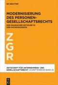 Bergmann / Drescher / Fleischer |  Modernisierung des Personengesellschaftsrechts | Buch |  Sack Fachmedien