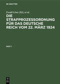 Löwe / Rosenberg / Niethammer |  Die Strafprozessordnung für das Deutsche Reich vom 22. März 1924 | Buch |  Sack Fachmedien