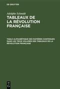 Schmidt |  Table alphabétique des matières contenues dans les trois volumes des Tableaux de la révolution française | eBook | Sack Fachmedien