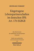 Forkert |  Eingetragene Lebenspartnerschaften im deutschen IPR: Art. 17b EGBGB | Buch |  Sack Fachmedien