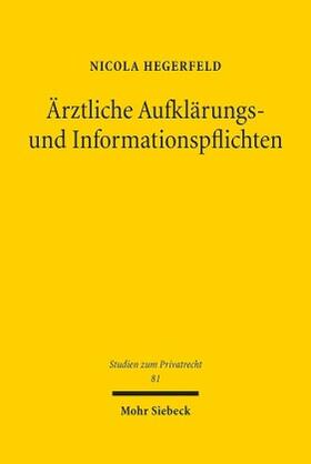 Hegerfeld | Ärztliche Aufklärungs- und Informationspflichten | Buch | sack.de