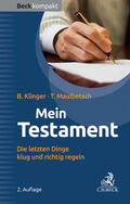 Klinger / Maulbetsch |  Mein Testament | Buch |  Sack Fachmedien