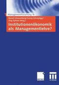 Schauenberg / Sydow / Schreyögg |  Institutionenökonomik als Managementlehre? | Buch |  Sack Fachmedien