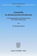 Butzer |  Immunität im demokratischen Rechtsstaat. | Buch |  Sack Fachmedien
