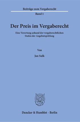 Sulk | Der Preis im Vergaberecht | Buch | sack.de
