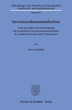 Landsittel | Investorenkommunikation. | Buch | sack.de