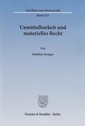 Krüger |  Unmittelbarkeit und materielles Recht | eBook | Sack Fachmedien