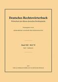 Heidelberger Akademie der Wissenschaften |  Deutsches Rechtswörterbuch | Buch |  Sack Fachmedien