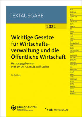 Stober | Wichtige Gesetze für Wirtschaftsverwaltung und die Öffentliche Wirtschaft | Buch | sack.de