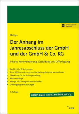 Philipps | Der Anhang im Jahresabschluss der GmbH und der GmbH & Co. KG | Online-Buch | sack.de