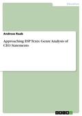 Raab |  Approaching ESP Texts: Genre Analysis of CEO Statements | eBook | Sack Fachmedien