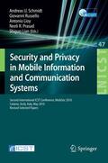 Schmidt / Russello / Lioy |  Security and Privacy in Mobile Information and Communication | Buch |  Sack Fachmedien