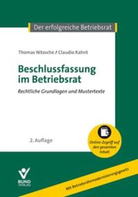 Nitzsche / Kahnt | Beschlussfassung im Betriebsrat | Buch | sack.de