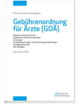 Hess / Klakow-Franck | Gebührenordnung für Ärzte (GOÄ), Stand Januar 2020 | Buch | sack.de