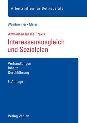 Weinbrenner / Meier | Interessenausgleich und Sozialplan | Buch | sack.de