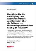Farr |  Checkliste 13 für die Anfertigung und Qualitätskontrolle von Berichten über die Prüfung von Finanzanlagenvermittlern nach § 24 FinVermV | Buch |  Sack Fachmedien