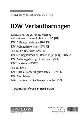 Institut der Wirtschaftsprüfer in Deutschland e.V. | IDW Prüfungsstandards. 71. Ergänzungslieferung | Loseblattwerk | sack.de