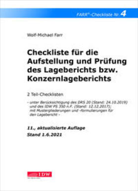 Farr | Checkliste 4 für die Aufstellung und Prüfung des Lageberichts bzw. Konzernlageberichts | Buch | sack.de