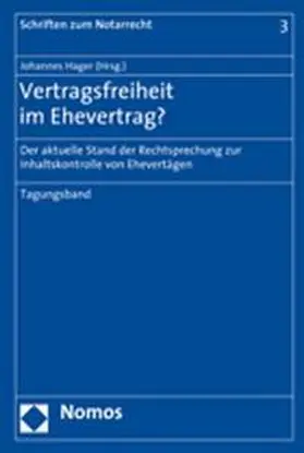 Hager |  Vertragsfreiheit im Ehevertrag? | Buch |  Sack Fachmedien
