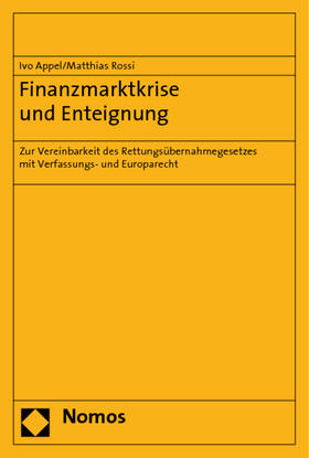 Appel / Rossi | Appel, I: Finanzmarktkrise | Buch | sack.de
