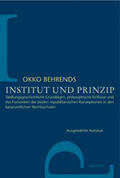 Behrends / Avenarius / Meyer-Pritzl |  Institut und Prinzip | Buch |  Sack Fachmedien