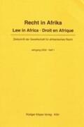  Recht in Afrika / Law in Africa / Droit en Afrique. 2000. Heft 1 | Buch |  Sack Fachmedien