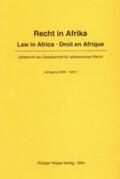  Recht in Afrika / Law in Africa / Droit en Afrique. 2000. Heft 2 | Buch |  Sack Fachmedien